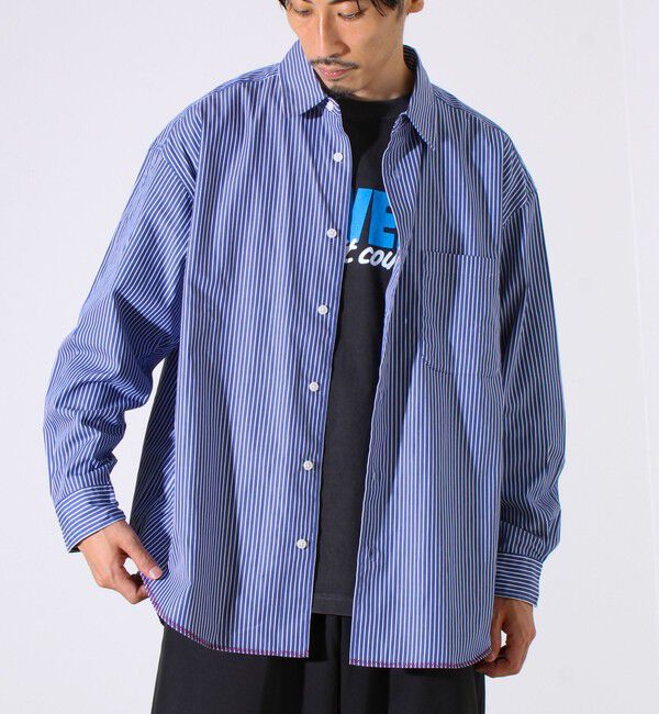 GLOSTER「【裾ステッチで差がつく】ストライプオーバーシャツ」|シャツ・ブラウス|