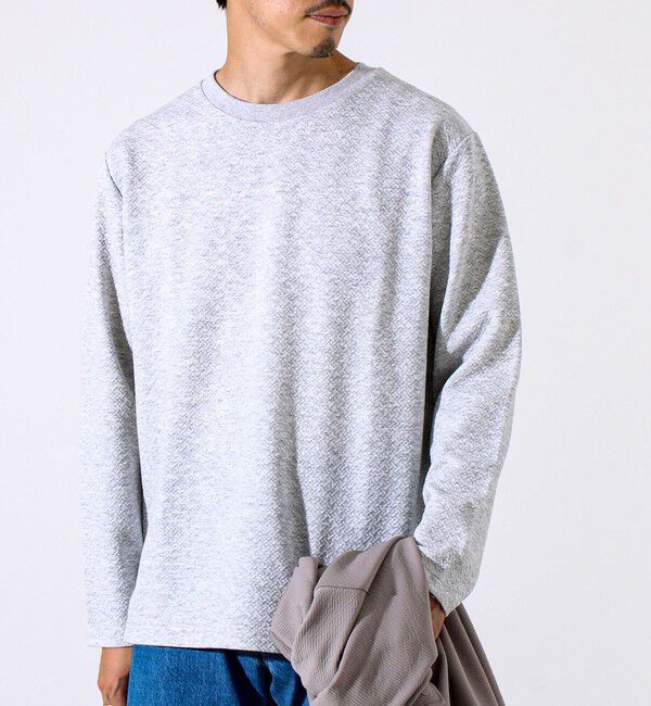 GLOSTER「【人気シリーズ第2弾】【新柄ジャガード登場】フクレクロスジャガードロンT」|Tシャツ・カットソー|グレー