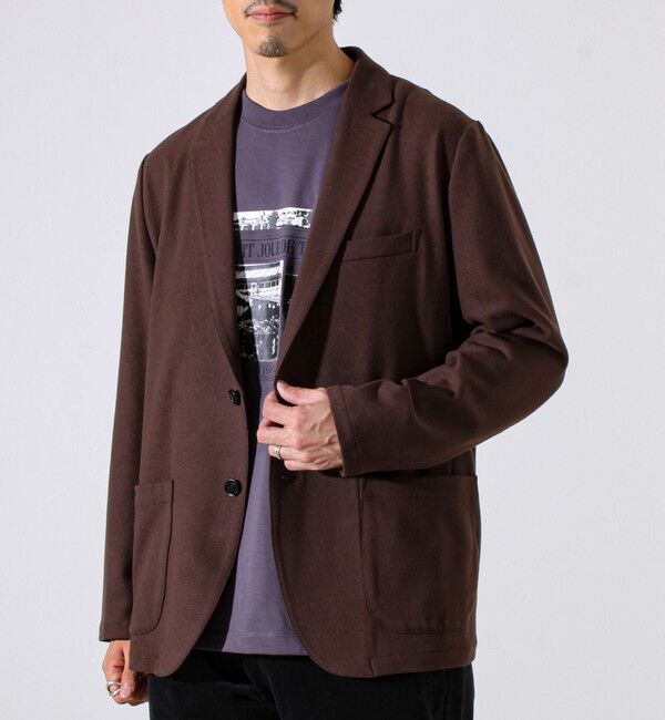 GLOSTER「【オンオフ兼用の大人カジュアルジャケット】両面起毛 ストレッチジャケット」|テーラードジャケット|ダークブラウン