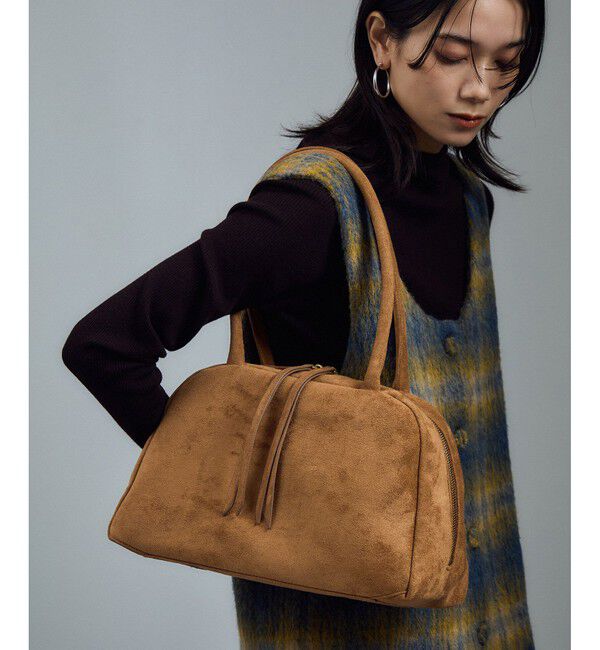 SALON adam et rope'「【WEB限定】スウェードソフトミドルボストン」|ボストンバッグ|キャメル(25)