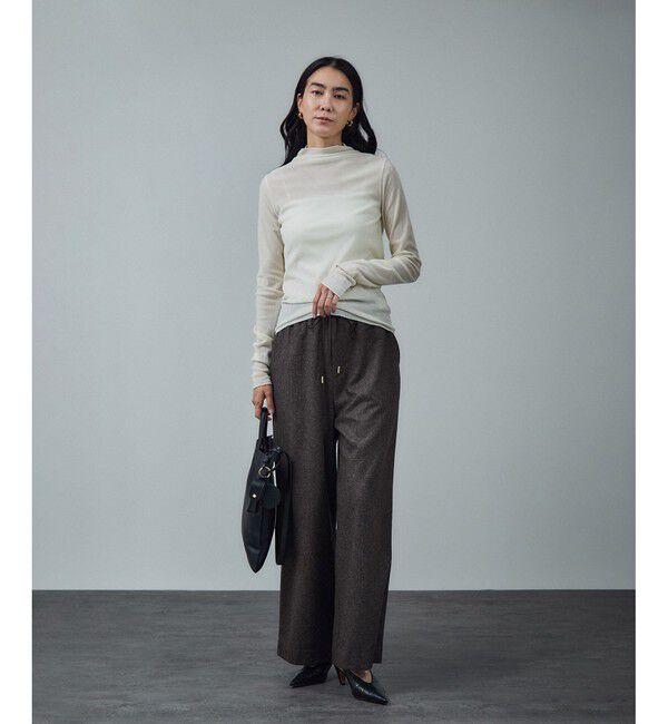 SALON adam et rope'「【WEB限定】ウォッシャブルウールカシミヤワイドパンツ」|チノ|