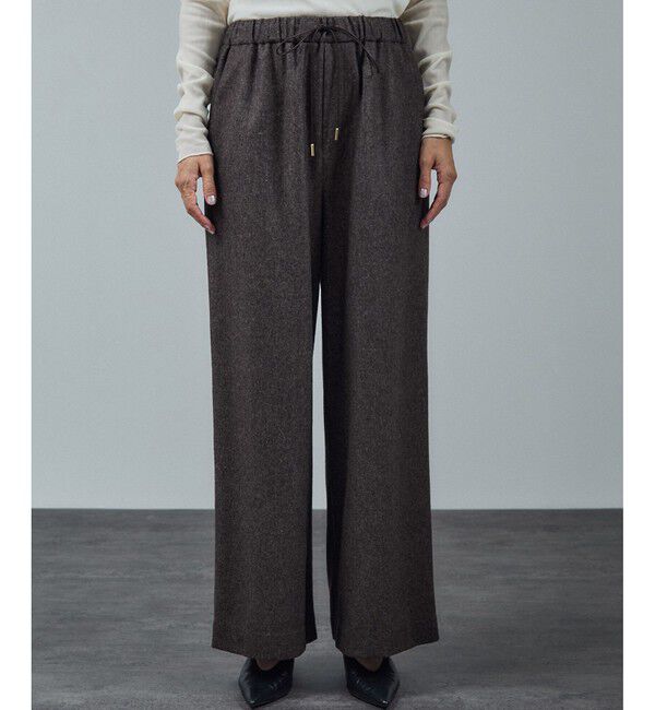 SALON adam et rope'「【WEB限定】ウォッシャブルウールカシミヤワイドパンツ」|チノ|