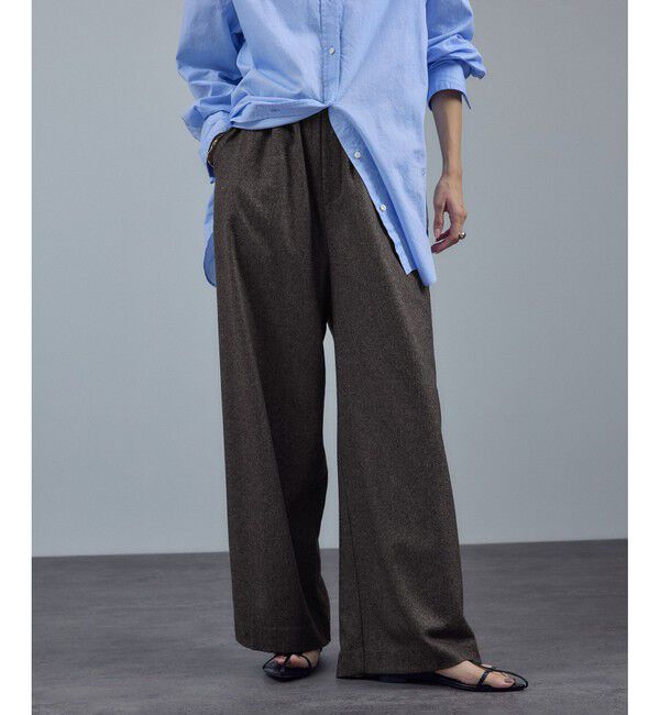 SALON adam et rope'「【WEB限定】ウォッシャブルウールカシミヤワイドパンツ」|チノ|