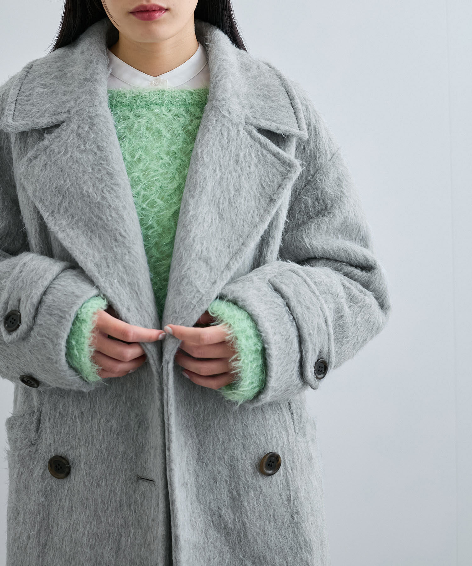 VIS「シャギーミディ丈Pコート」|ピーコート|