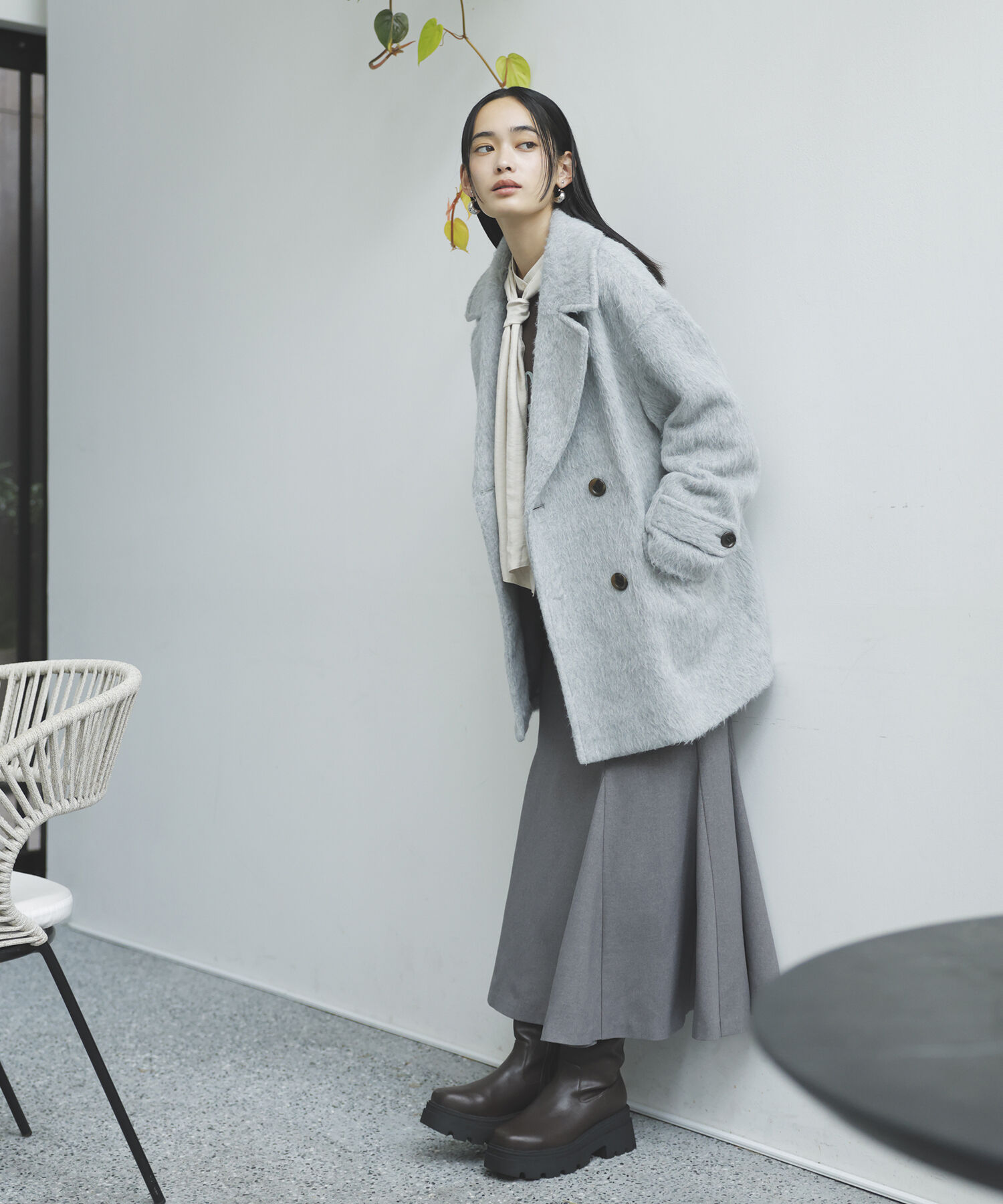 VIS「シャギーミディ丈Pコート」|ピーコート|