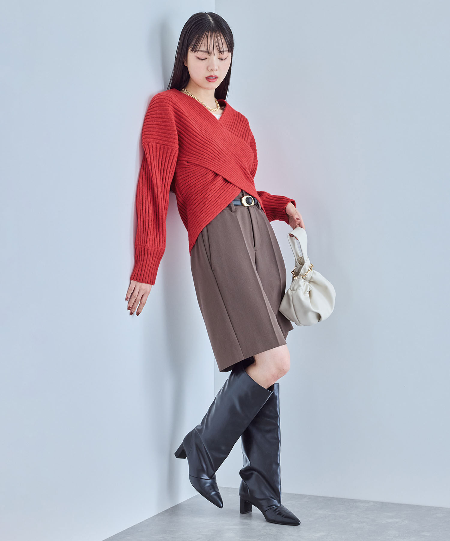 VIS「ふんわりカシュクールニットプルオーバー」|ニット・セーター|