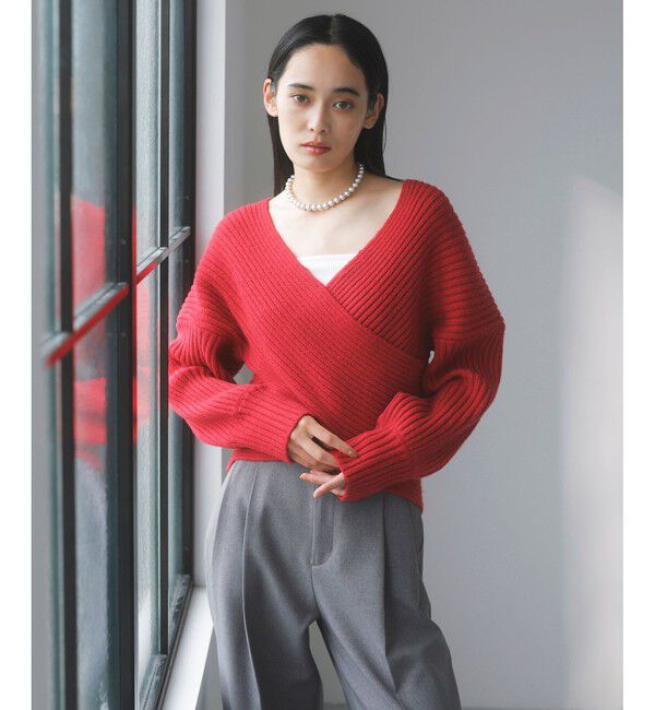 VIS「ふんわりカシュクールニットプルオーバー」|ニット・セーター|