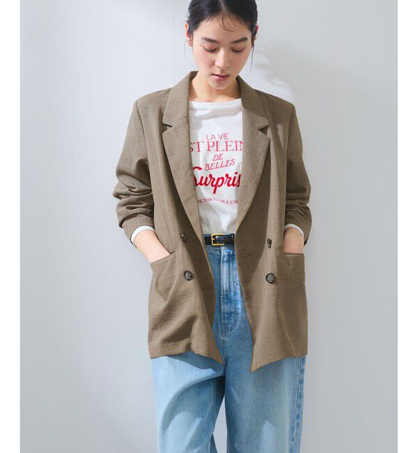 VIS「【美easy】リネンライクリラックスジャケット【接触冷感/洗える】【セットアップ対応】」|テーラードジャケット|