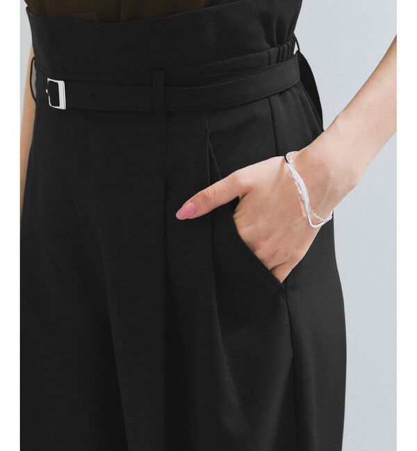 VIS「【新色追加】【防シワ/接触冷感】ベルトディテールタックワイドスラックスパンツ」|スラックス|