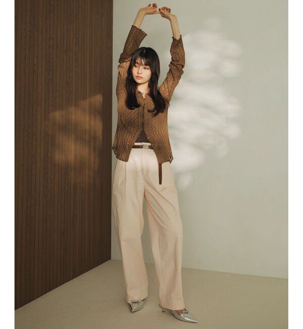 VIS「レースポロ襟カーディガン」|カーディガン|