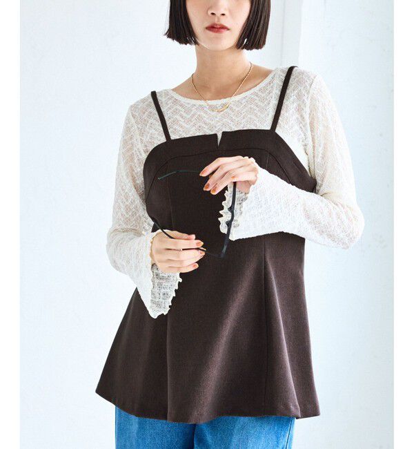 VIS「【美easy】ウーリッシュチュニック丈ビスチェ【セットアップ対応/洗える】」|キャミソール|