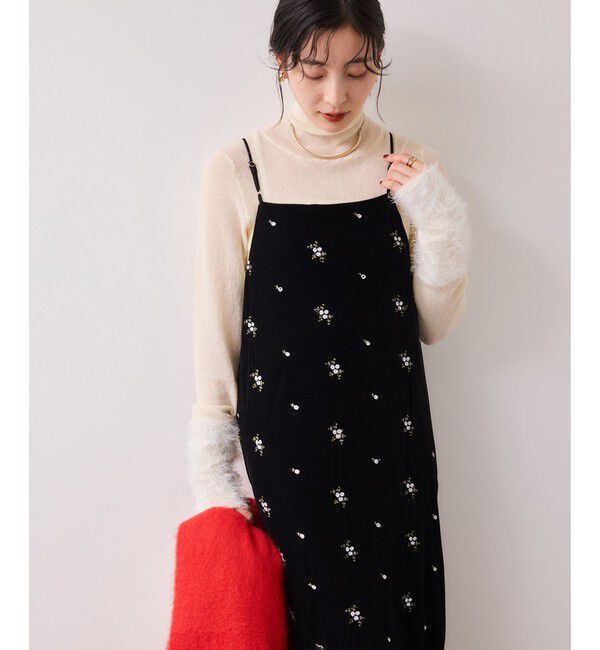 VIS「刺繍アソートベロアキャミワンピース/2WAY」|ワンピース|