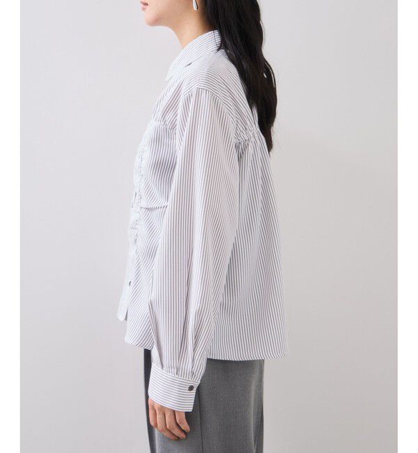 VIS「シャーリングギャザー切替シャツ/イージーケア」|シャツ・ブラウス|