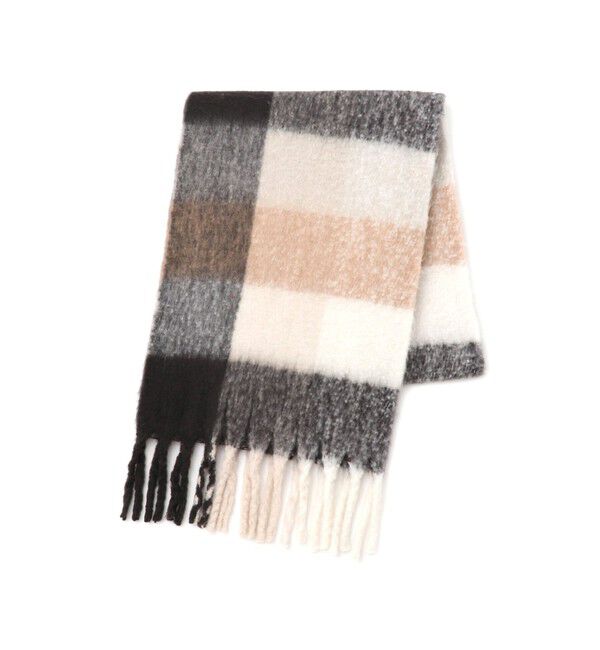 VIS「ふわふわフリンジチェックマフラー/静電気防止」|マフラー|