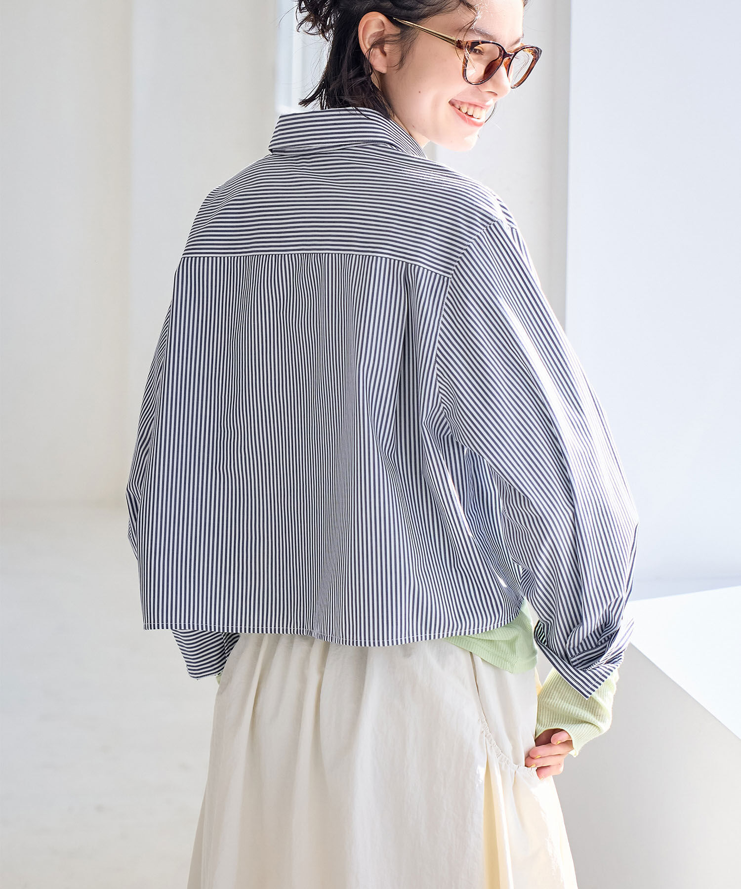 Rope&rsquo;Picnic「CALINE&times;ROPE' PICNIC/UVカットクロップド丈シャツ」|シャツ・ブラウス|