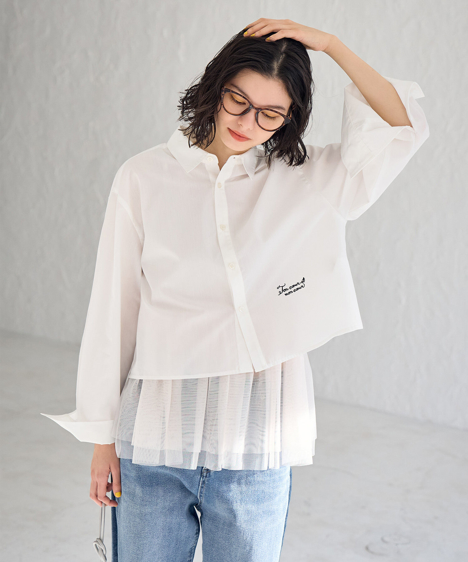 Rope&rsquo;Picnic「CALINE&times;ROPE' PICNIC/UVカットクロップド丈シャツ」|シャツ・ブラウス|