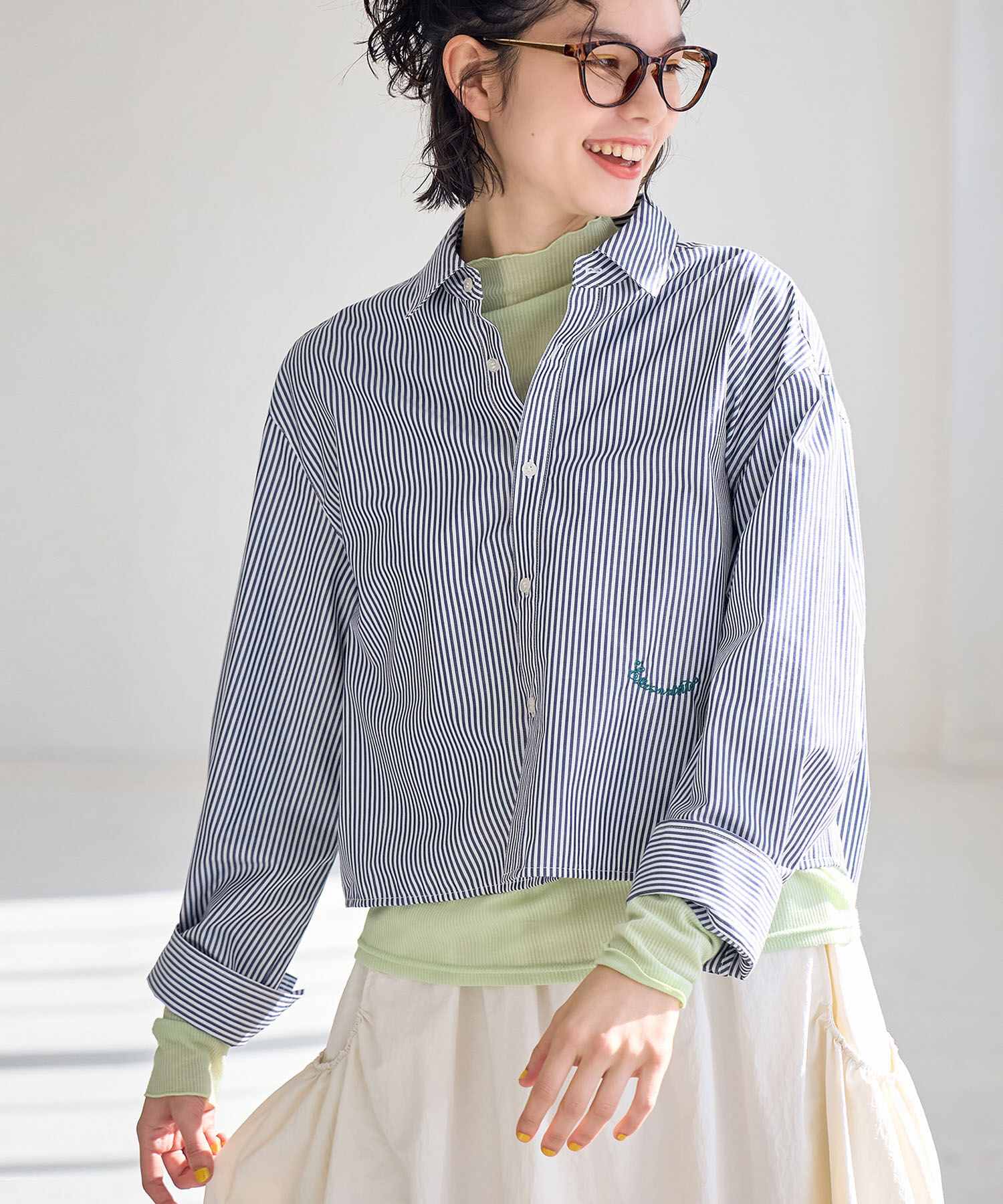 Rope&rsquo;Picnic「CALINE&times;ROPE' PICNIC/UVカットクロップド丈シャツ」|シャツ・ブラウス|