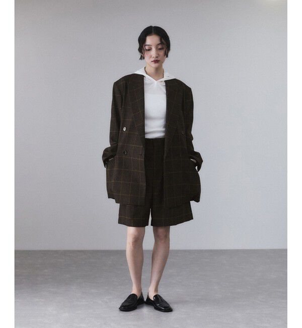 ADAM ET ROPE'「ダブルブレストツイード＆チェックジャケット」|テーラードジャケット|