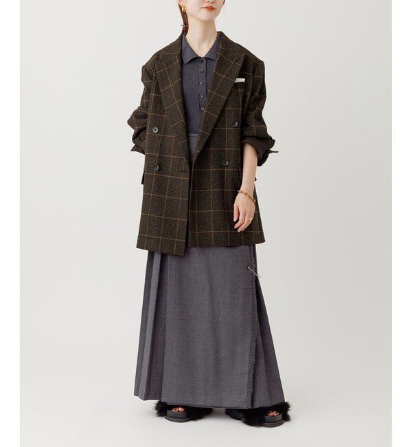 ADAM ET ROPE'「ダブルブレストツイード＆チェックジャケット」|テーラードジャケット|
