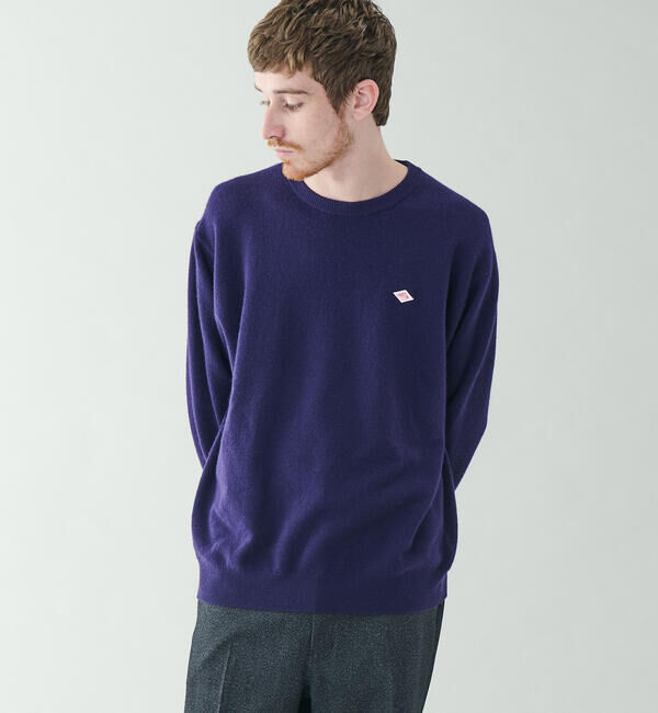 DANTON「DANTON | ラムウール クルーネックニットプルオーバー MEN」|ニット・セーター|PURPLE系1