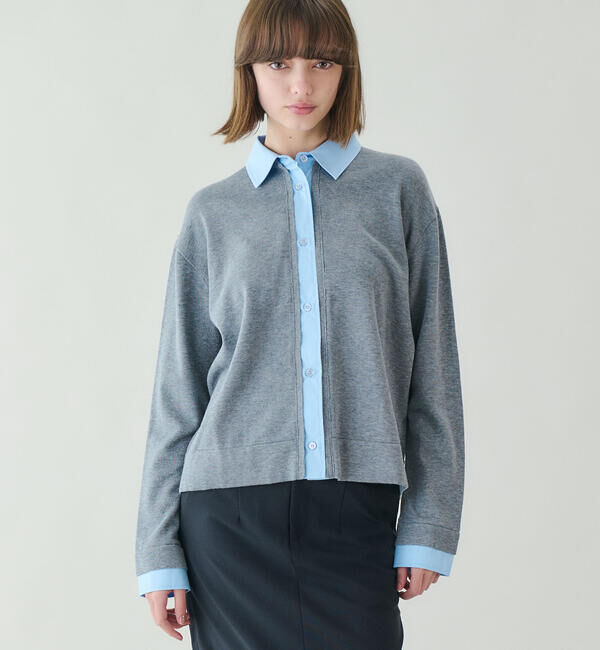  「ADAWAS | レイヤードディティール ニットシャツ WOMEN」|シャツ・ブラウス|