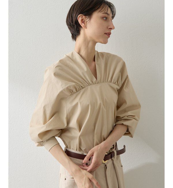  「Vネックギャザーブラウス」|シャツ・ブラウス|