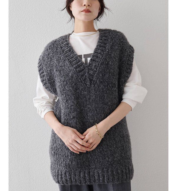  「ハンドニットVプルオーバー」|ニット・セーター|