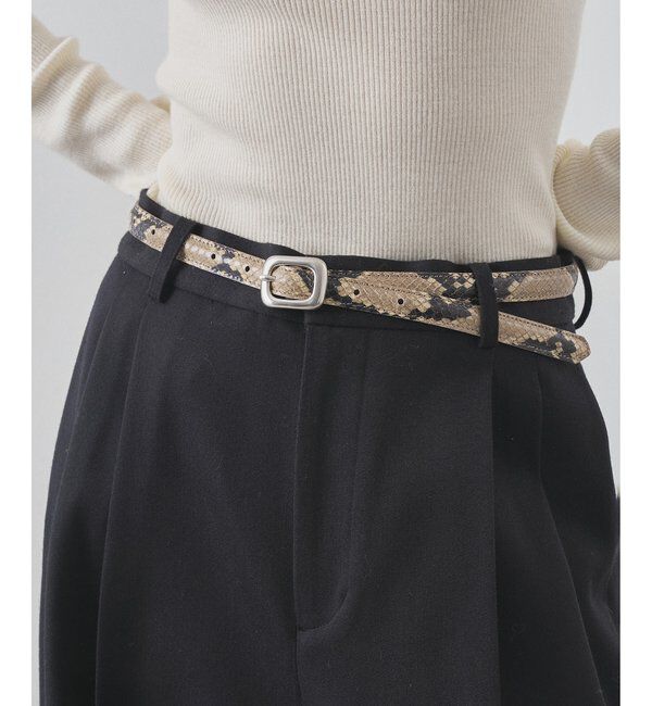 Hoaw.「【Hoaw.】型押しパイソンナローベルト」|ベルト|