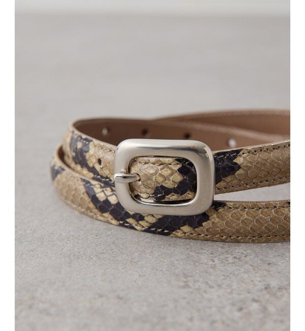Hoaw.「【Hoaw.】型押しパイソンナローベルト」|ベルト|
