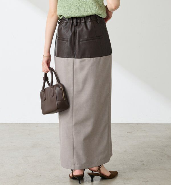  「レザーコンビタイトスカート」|スカート|