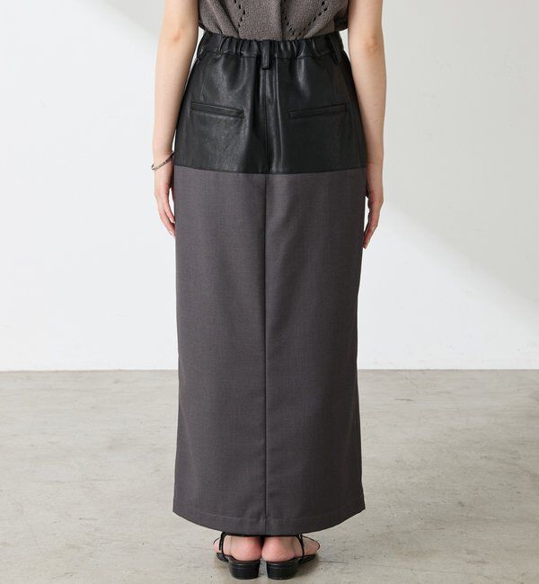  「レザーコンビタイトスカート」|スカート|