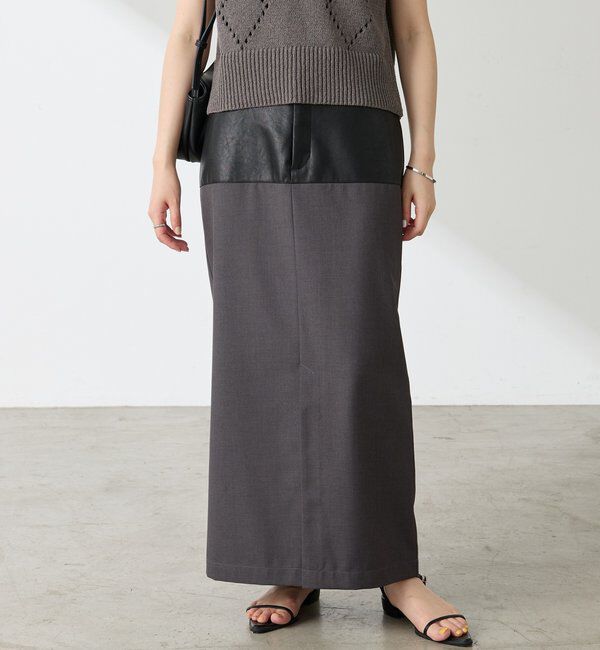  「レザーコンビタイトスカート」|スカート|