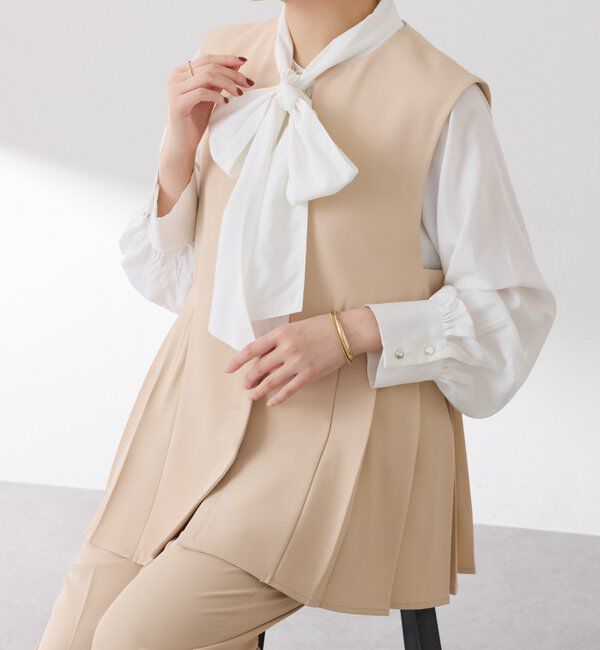  「【お尻周りカバー】ツイルプリーツジレ/セットアップ/セレモニー」|ベスト・ジレ|