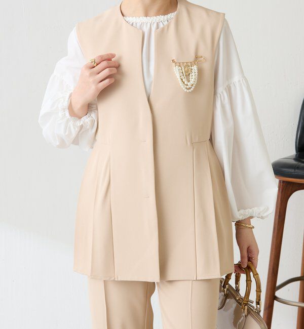  「【お尻周りカバー】ツイルプリーツジレ/セットアップ/セレモニー」|ベスト・ジレ|