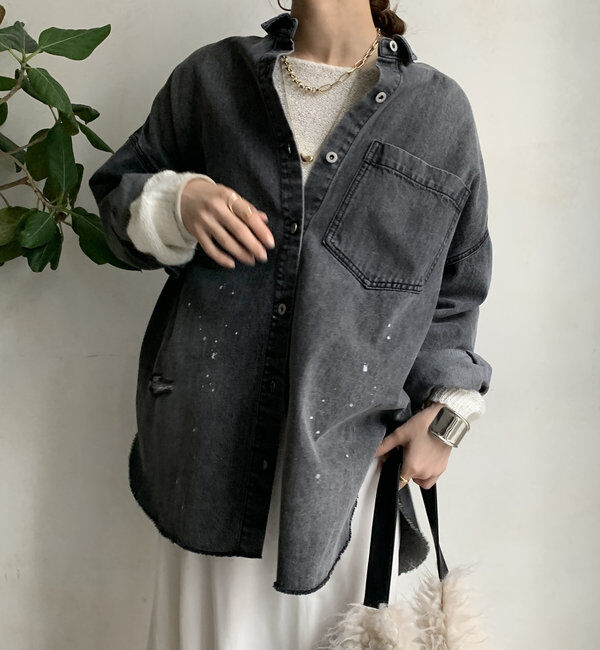  「【新色追加】ダメージデニムシャツ」|シャツ・ブラウス|