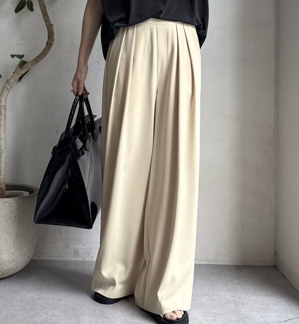  「【累計販売数3万枚突破/22色４サイズ展開！】タックワイドパンツ」|チノ|