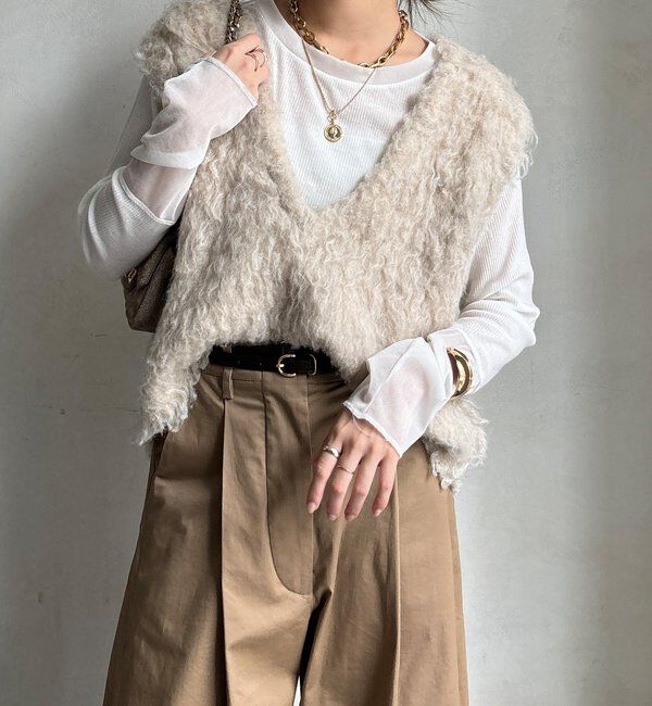  「【柔らかい着心地】袖シアーリブTEE」|Tシャツ・カットソー|