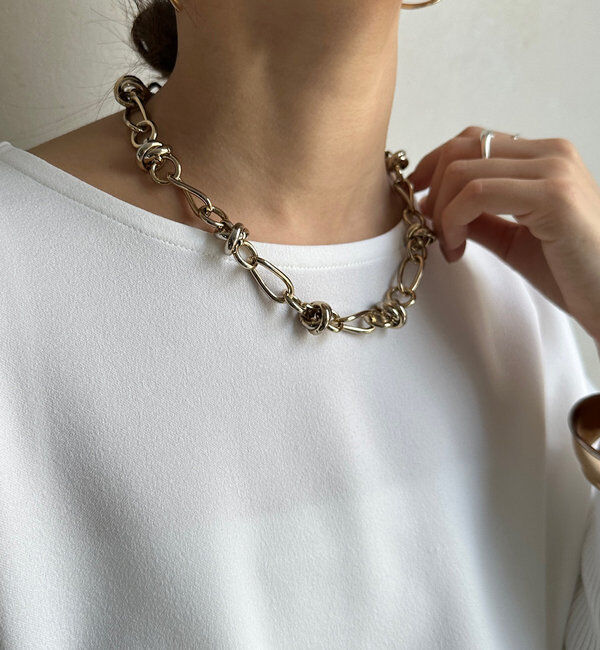  「ボリュームミックスチェーンネックレス」|ネックレス|