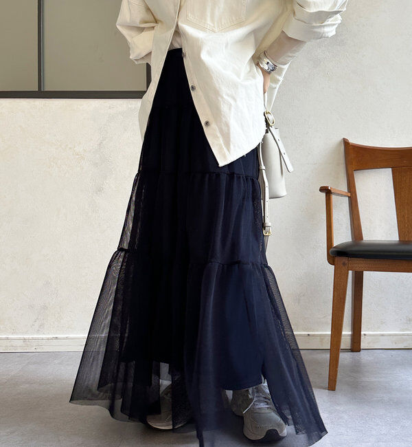  「【SAKURA @___saku14_ 企画】メッシュティアードスカート」|スカート|ネイビー