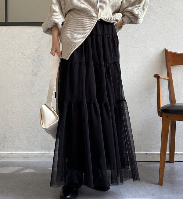  「【SAKURA @___saku14_ 企画】メッシュティアードスカート」|スカート|ブラック