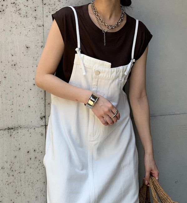  「裾フリンジデニムジャンスカ」|ワンピース|