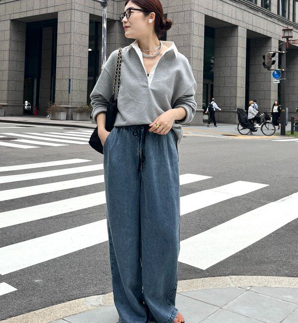  「【インフルエンサー OKOCHI企画】シャツ襟ラガースウェットトップス」|Tシャツ・カットソー|