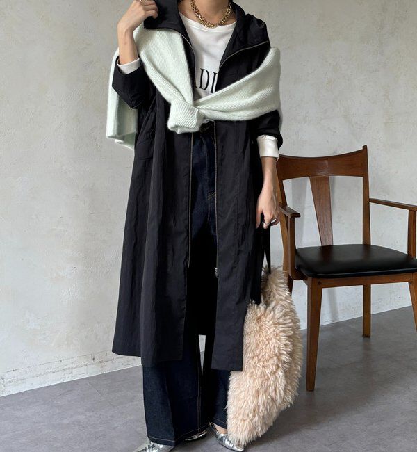  「フィブリルタッチフーディージップロングコート」|その他|