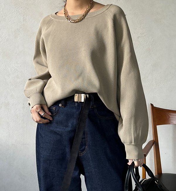  「ストレッチヤーン片畦ポンチョニット」|ニット・セーター|