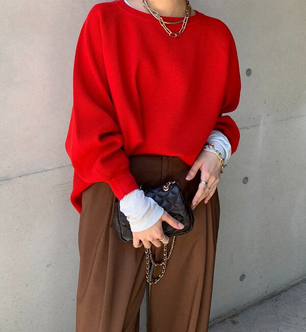  「ストレッチヤーン片畦ポンチョニット」|ニット・セーター|