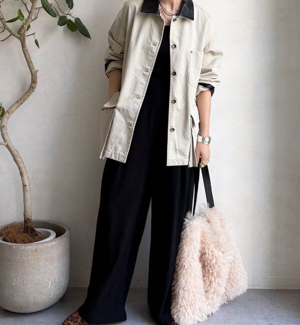  「レザーカラーカバーオールジャケット」|ブルゾン・スタジャン|