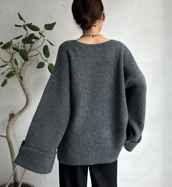  「【WEB限定】深Vワイドスリーブプルオーバー」|ニット・セーター|