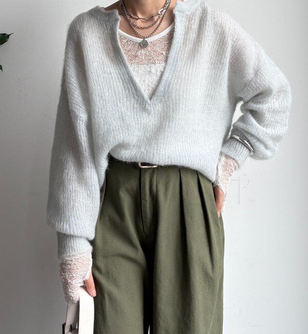  「【新色追加】起毛モヘヤスキッパープルオーバー」|ニット・セーター|