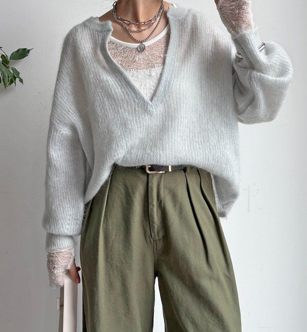  「【新色追加】起毛モヘヤスキッパープルオーバー」|ニット・セーター|