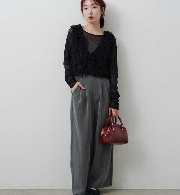  「【新色追加/前後2WAY】ファーショートベスト」|ベスト・ジレ|